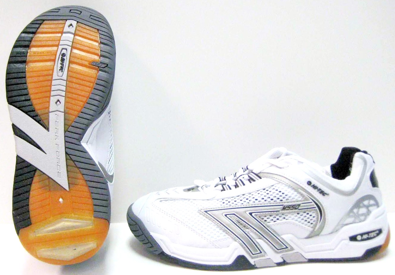 Hi Tec M550 Squash Mens Shoe WhiteBlackSilver ONLY SIZE 8 LEFT IN STOCK Squash Equipments by SquashProShop